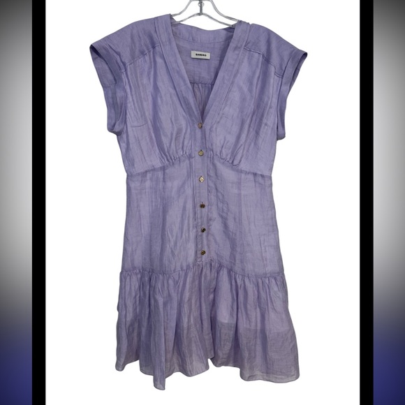 Sandro Linen blend Dress lavender size 40 size 8 US - Picture 2 of 6